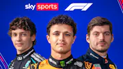 Headshots of Kimi Antonelli, Lando Norris and Max Verstappen stand below the Sky Sports and Formula 1 logos.