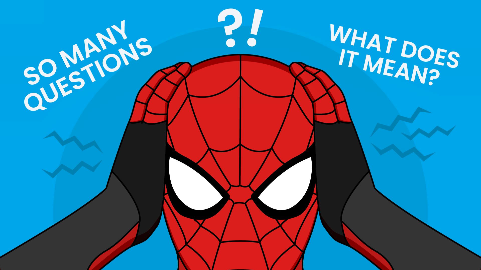 Spider-Man looking confused, asking questions