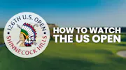 The 126th edition of the US Open logo with text next to it reading "How to watch the US Open".